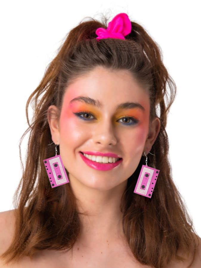 MIAIULIA Cassette Tape Dangle 80s earrings 1980s Style Costume Earring Lilac Tape - Image 5